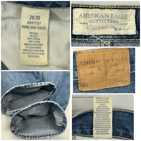 Vtg AEO Jambe Semi Evasee Jeans Mens 29/30 fits 30x30 Cotton Bootcut Distressed - Picture 3 of 7